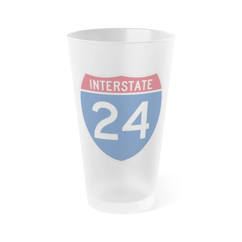 Interstate 24 (U.S. Highways) Frosted Pint Glass 16oz-16oz-Frosted-Go Mug Yourself