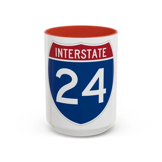 Interstate 24 (U.S. Highways) Accent Coffee Mug 15oz Red - Go Mug Yourself