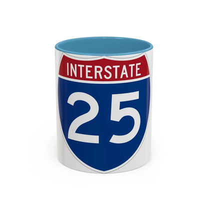 Interstate 25 (U.S. Highways) Accent Coffee Mug-11oz-Light Blue-Go Mug Yourself