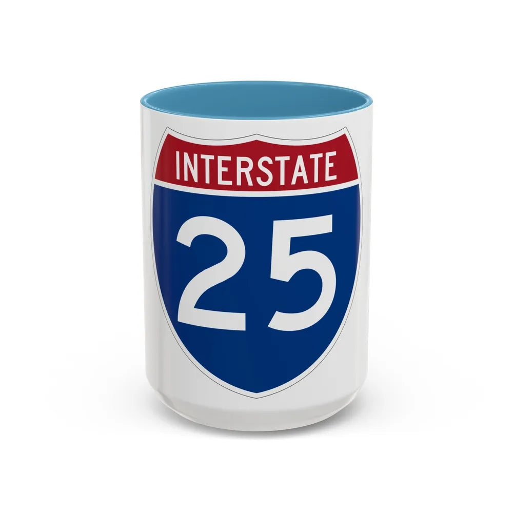 Interstate 25 (U.S. Highways) Accent Coffee Mug-15oz-Light Blue-Go Mug Yourself