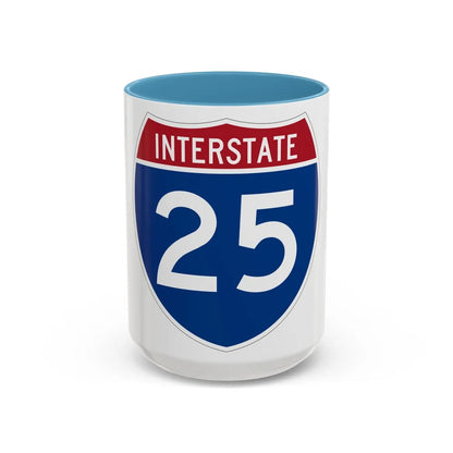 Interstate 25 (U.S. Highways) Accent Coffee Mug-15oz-Light Blue-Go Mug Yourself