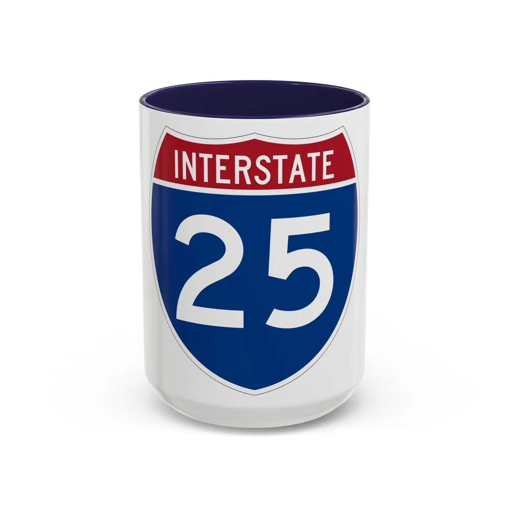 Interstate 25 (U.S. Highways) Accent Coffee Mug-15oz-Navy-Go Mug Yourself