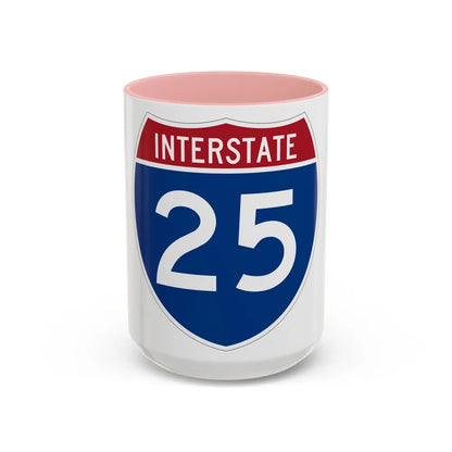 Interstate 25 (U.S. Highways) Accent Coffee Mug-15oz-Pink-Go Mug Yourself