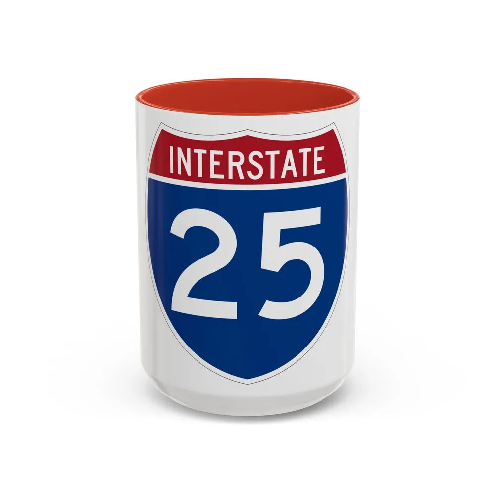 Interstate 25 (U.S. Highways) Accent Coffee Mug-15oz-Red-Go Mug Yourself