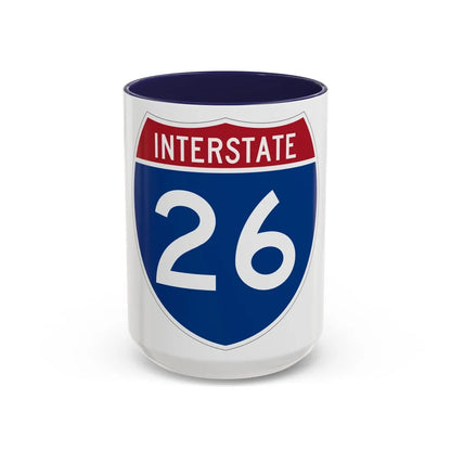 Interstate 26 (U.S. Highways) Accent Coffee Mug-15oz-Navy-Go Mug Yourself