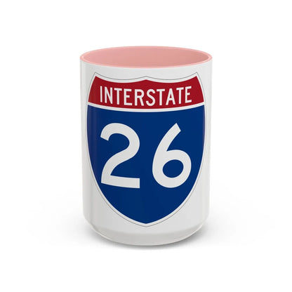 Interstate 26 (U.S. Highways) Accent Coffee Mug-15oz-Pink-Go Mug Yourself