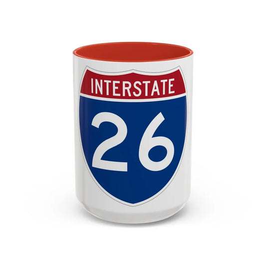 Interstate 26 (U.S. Highways) Accent Coffee Mug-15oz-Red-Go Mug Yourself