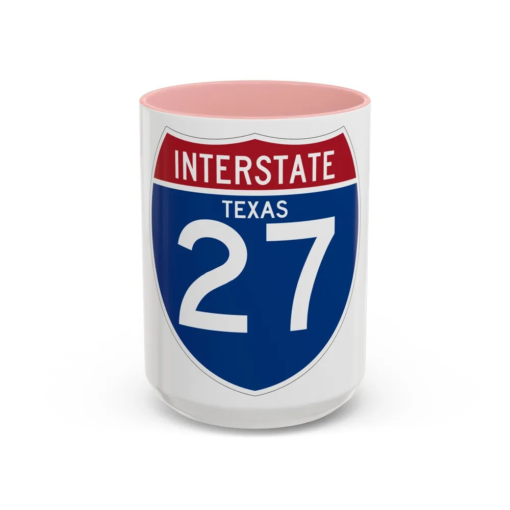 Interstate 27 (U.S. Highways) Accent Coffee Mug-15oz-Pink-Go Mug Yourself