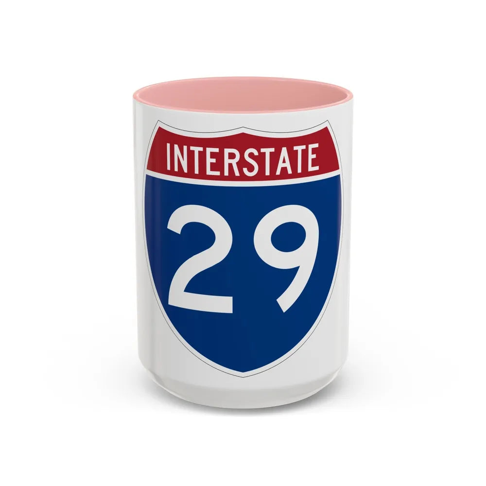 Interstate 29 (U.S. Highways) Accent Coffee Mug-15oz-Pink-Go Mug Yourself