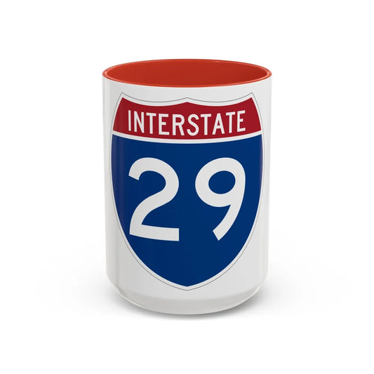 Interstate 29 (U.S. Highways) Accent Coffee Mug-15oz-Red-Go Mug Yourself