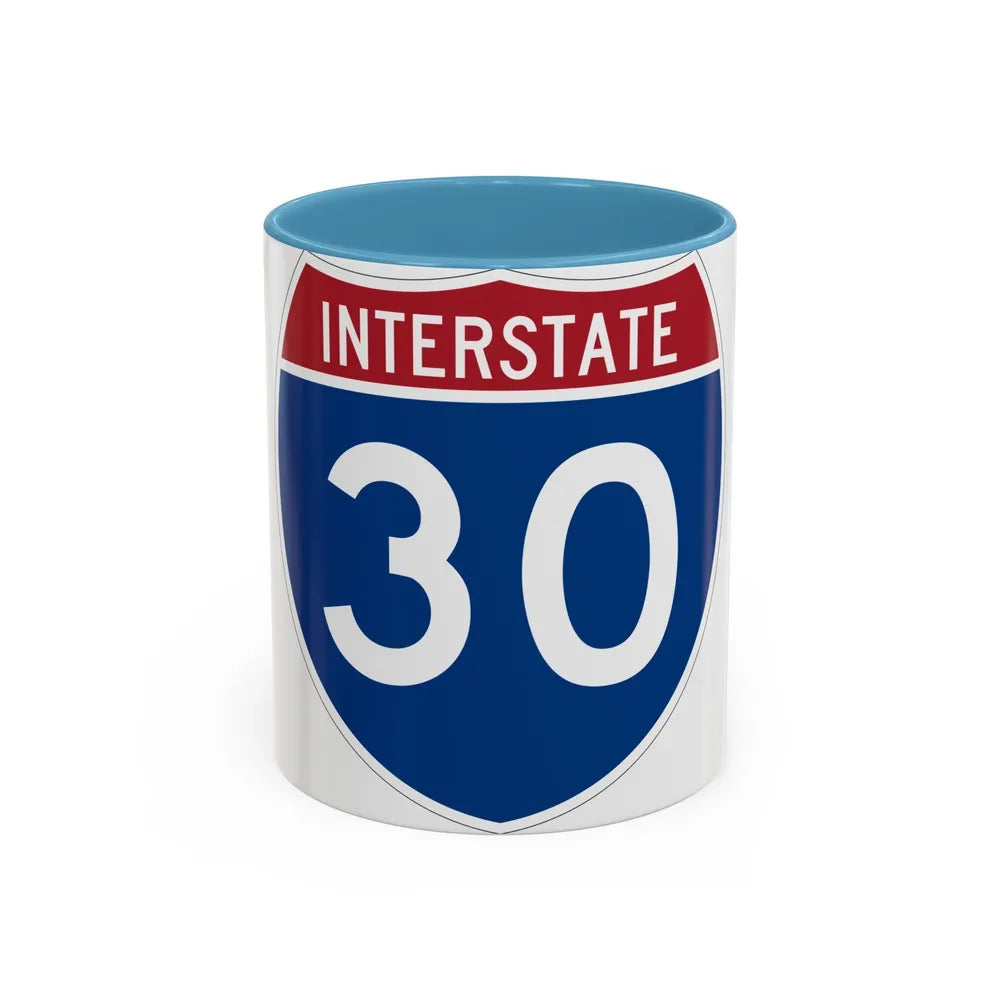 Interstate 30 (U.S. Highways) Accent Coffee Mug-11oz-Light Blue-Go Mug Yourself