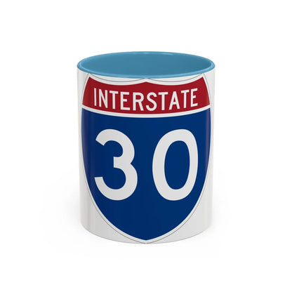 Interstate 30 (U.S. Highways) Accent Coffee Mug-11oz-Light Blue-Go Mug Yourself