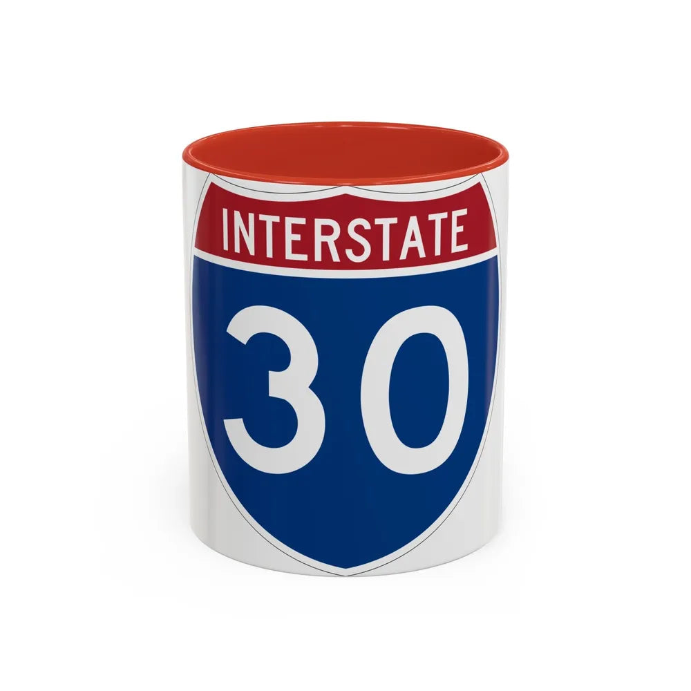 Interstate 30 (U.S. Highways) Accent Coffee Mug-11oz-Red-Go Mug Yourself