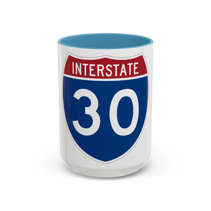 Interstate 30 (U.S. Highways) Accent Coffee Mug-15oz-Light Blue-Go Mug Yourself