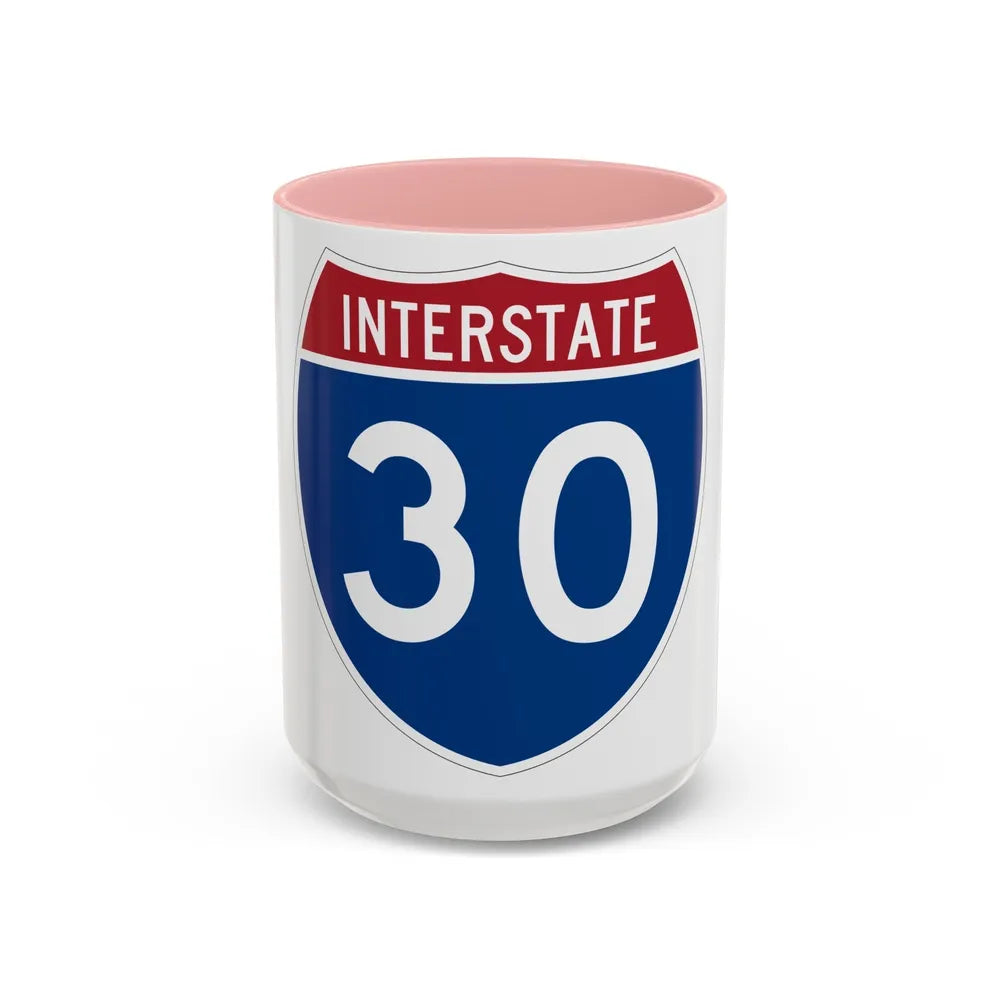 Interstate 30 (U.S. Highways) Accent Coffee Mug-15oz-Pink-Go Mug Yourself