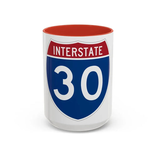Interstate 30 (U.S. Highways) Accent Coffee Mug 15oz Red - Go Mug Yourself