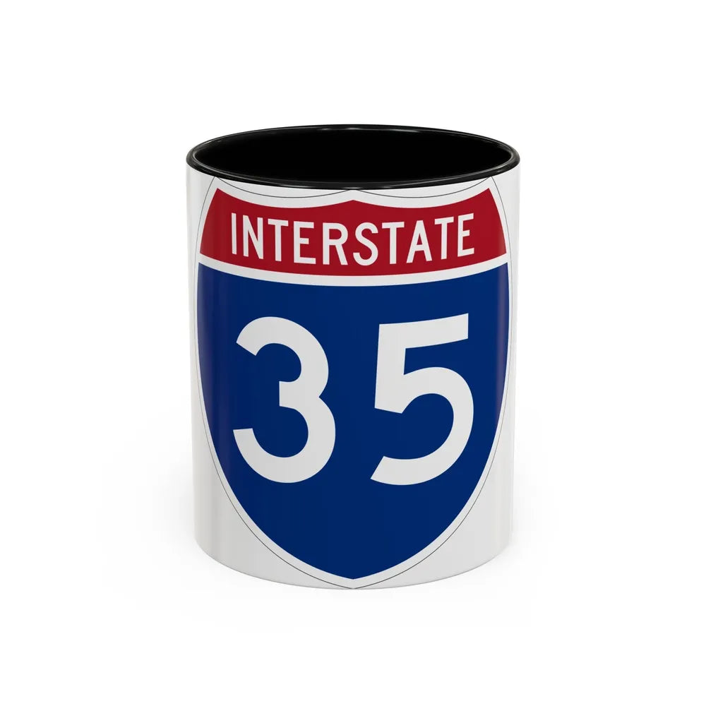 Interstate 35 (U.S. Highways) Accent Coffee Mug-11oz-Black-Go Mug Yourself