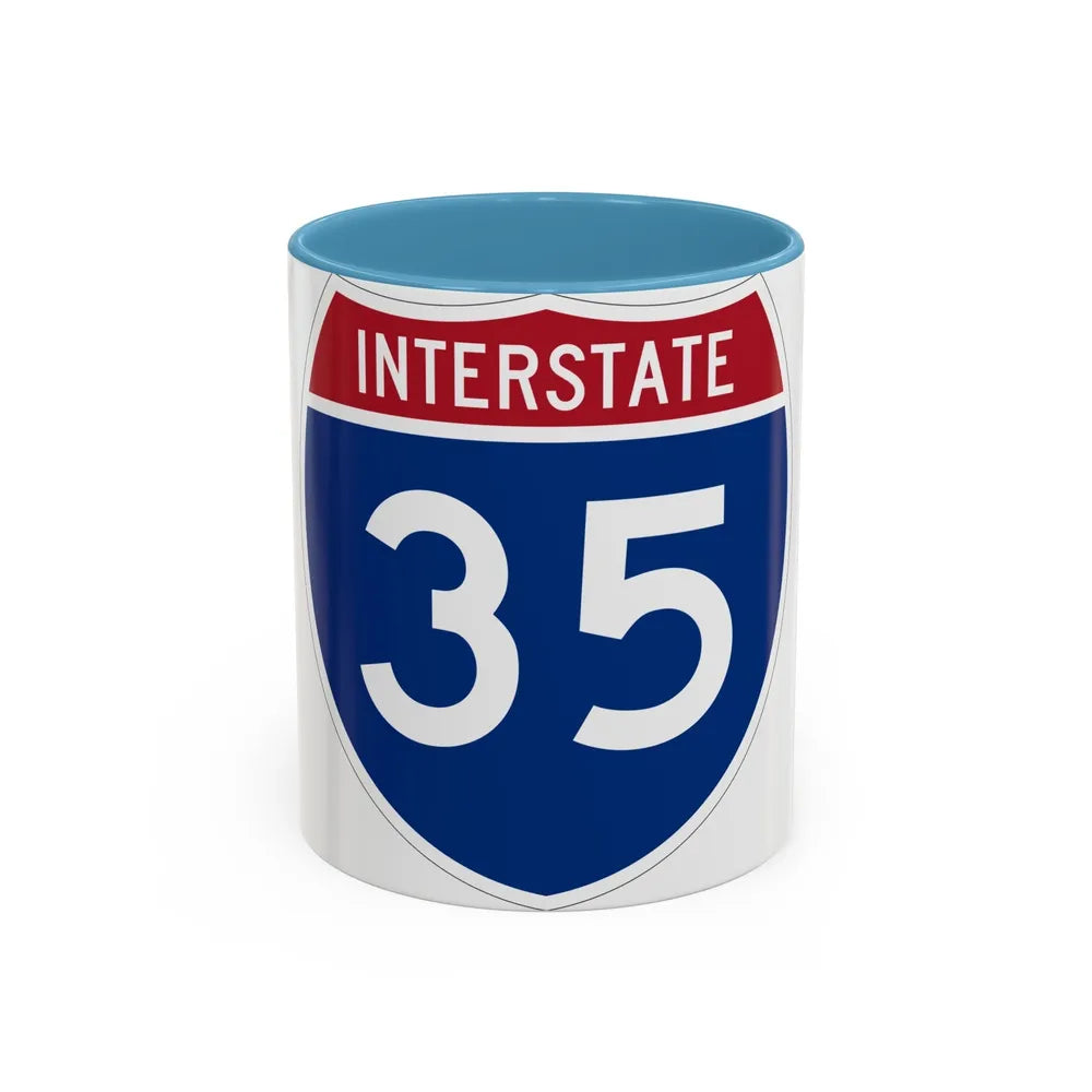 Interstate 35 (U.S. Highways) Accent Coffee Mug-11oz-Light Blue-Go Mug Yourself