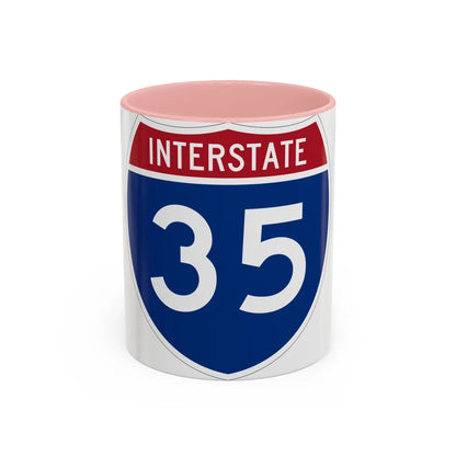 Interstate 35 (U.S. Highways) Accent Coffee Mug-11oz-Pink-Go Mug Yourself