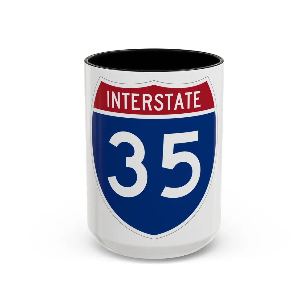 Interstate 35 (U.S. Highways) Accent Coffee Mug-15oz-Black-Go Mug Yourself