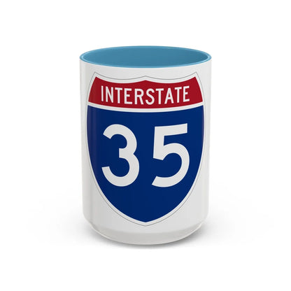 Interstate 35 (U.S. Highways) Accent Coffee Mug-15oz-Light Blue-Go Mug Yourself