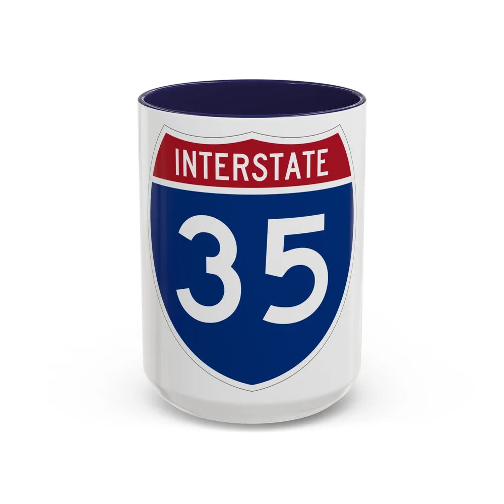 Interstate 35 (U.S. Highways) Accent Coffee Mug-15oz-Navy-Go Mug Yourself