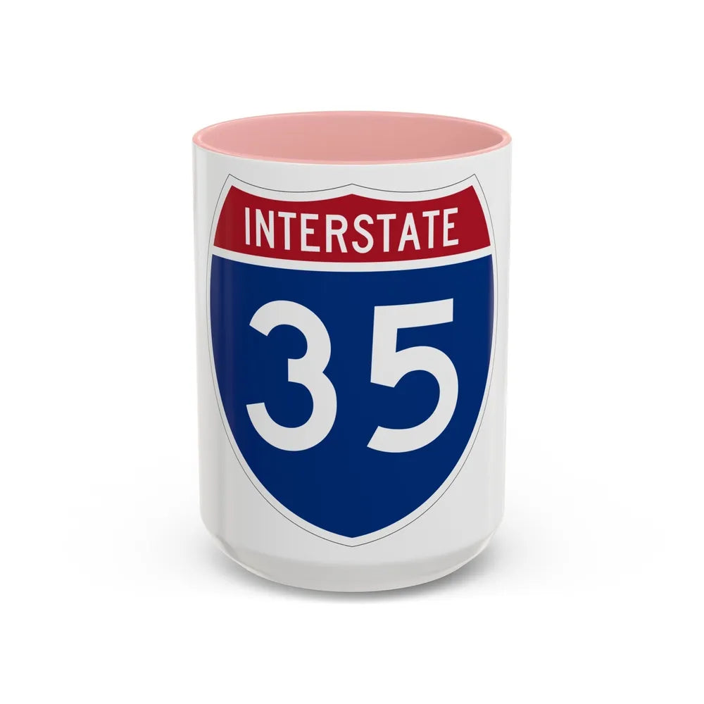 Interstate 35 (U.S. Highways) Accent Coffee Mug-15oz-Pink-Go Mug Yourself