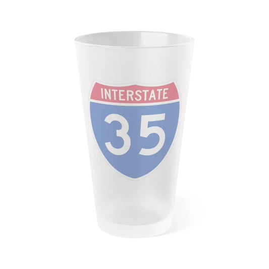 Interstate 35 (U.S. Highways) Frosted Pint Glass 16oz-16oz-Frosted-Go Mug Yourself