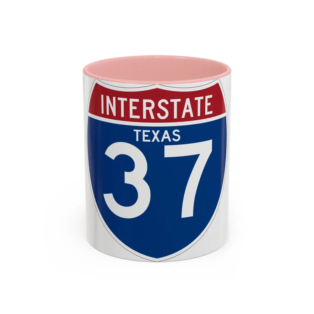 Interstate 37 (U.S. Highways) Accent Coffee Mug-11oz-Pink-Go Mug Yourself