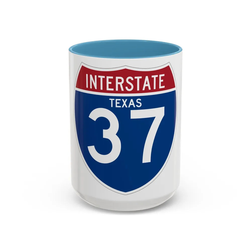 Interstate 37 (U.S. Highways) Accent Coffee Mug-15oz-Light Blue-Go Mug Yourself