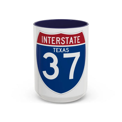 Interstate 37 (U.S. Highways) Accent Coffee Mug-15oz-Navy-Go Mug Yourself