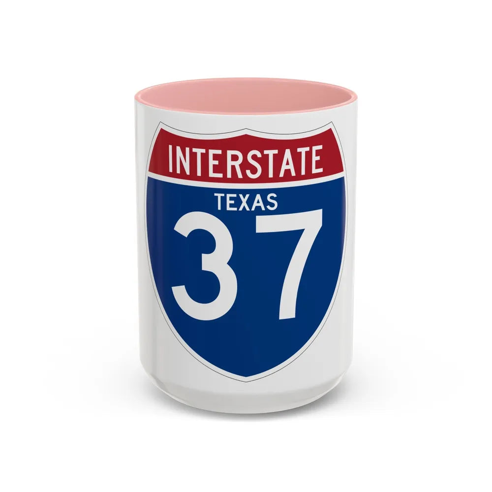 Interstate 37 (U.S. Highways) Accent Coffee Mug-15oz-Pink-Go Mug Yourself