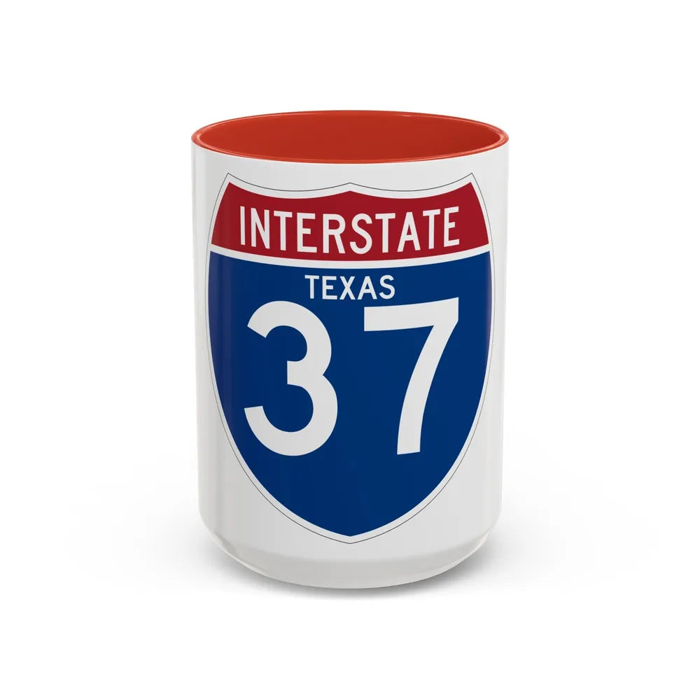 Interstate 37 (U.S. Highways) Accent Coffee Mug-15oz-Red-Go Mug Yourself