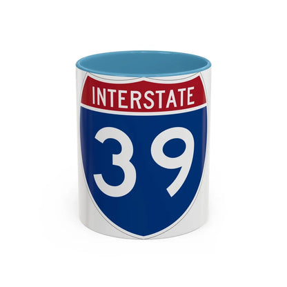 Interstate 39 (U.S. Highways) Accent Coffee Mug-11oz-Light Blue-Go Mug Yourself