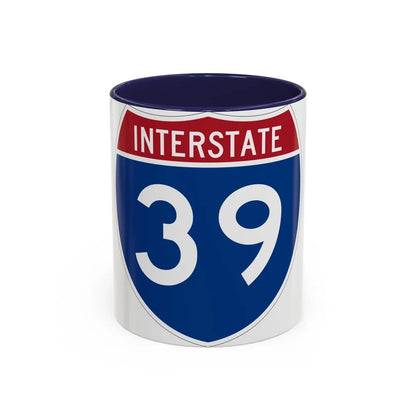 Interstate 39 (U.S. Highways) Accent Coffee Mug-11oz-Navy-Go Mug Yourself