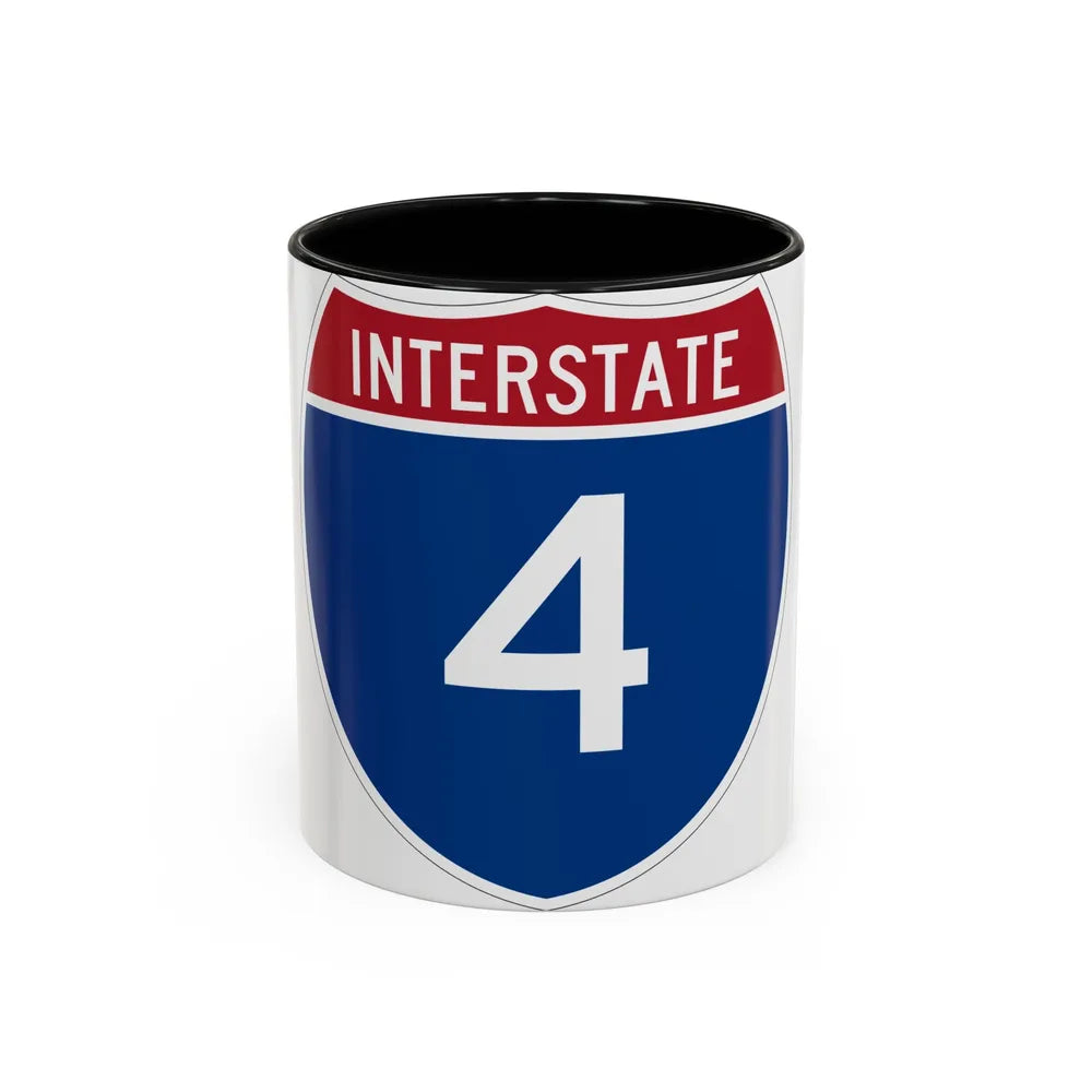 Interstate 4 (U.S. Highways) Accent Coffee Mug-11oz-Black-Go Mug Yourself