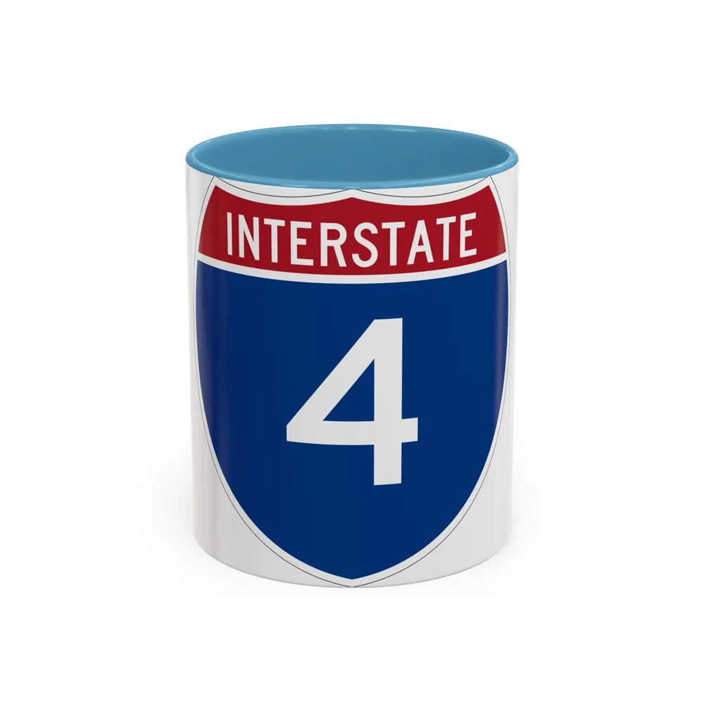 Interstate 4 (U.S. Highways) Accent Coffee Mug-11oz-Light Blue-Go Mug Yourself