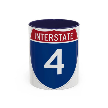 Interstate 4 (U.S. Highways) Accent Coffee Mug-11oz-Navy-Go Mug Yourself