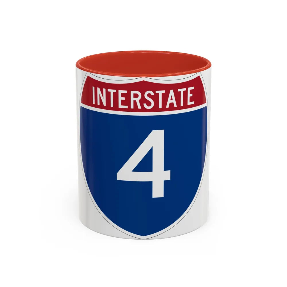 Interstate 4 (U.S. Highways) Accent Coffee Mug-11oz-Red-Go Mug Yourself