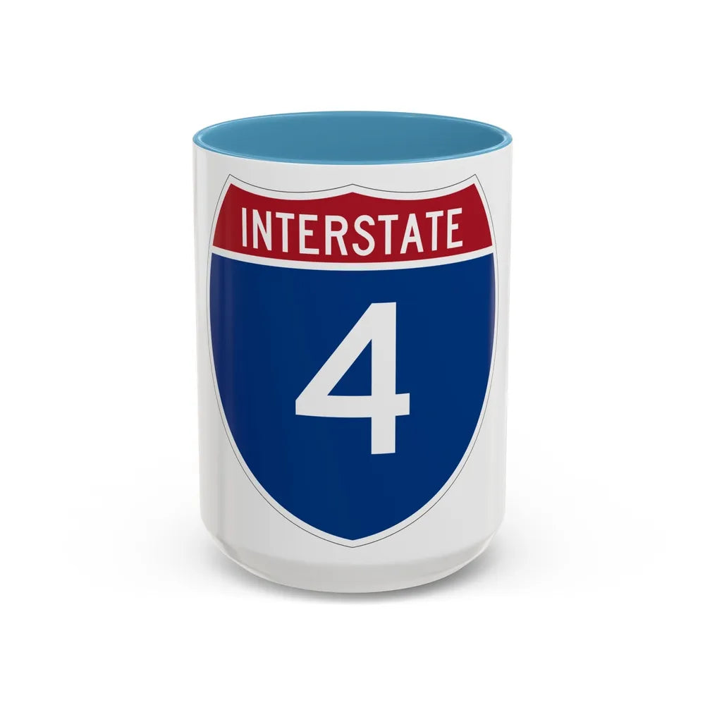 Interstate 4 (U.S. Highways) Accent Coffee Mug-15oz-Light Blue-Go Mug Yourself