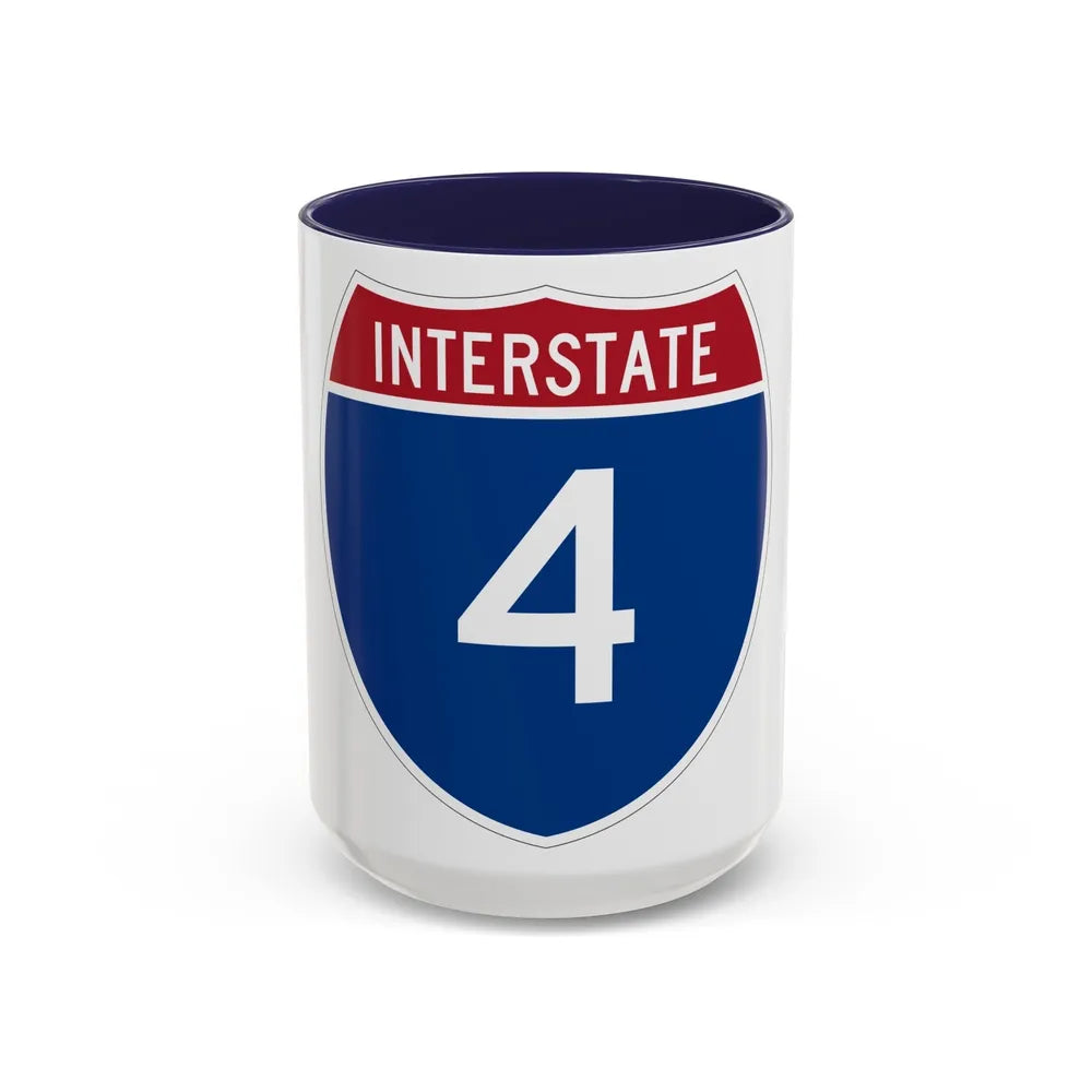 Interstate 4 (U.S. Highways) Accent Coffee Mug-15oz-Navy-Go Mug Yourself