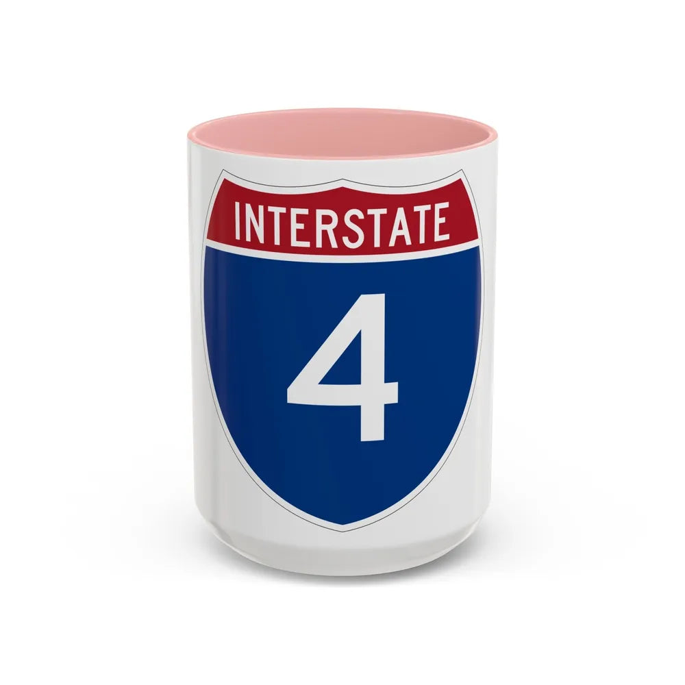 Interstate 4 (U.S. Highways) Accent Coffee Mug-15oz-Pink-Go Mug Yourself