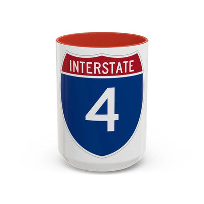 Interstate 4 (U.S. Highways) Accent Coffee Mug-15oz-Red-Go Mug Yourself