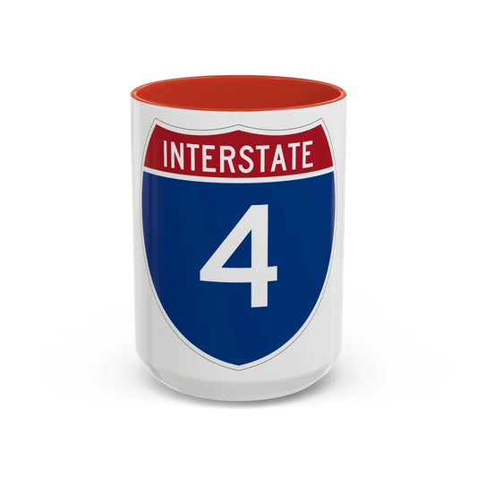 Interstate 4 (U.S. Highways) Accent Coffee Mug-15oz-Red-Go Mug Yourself