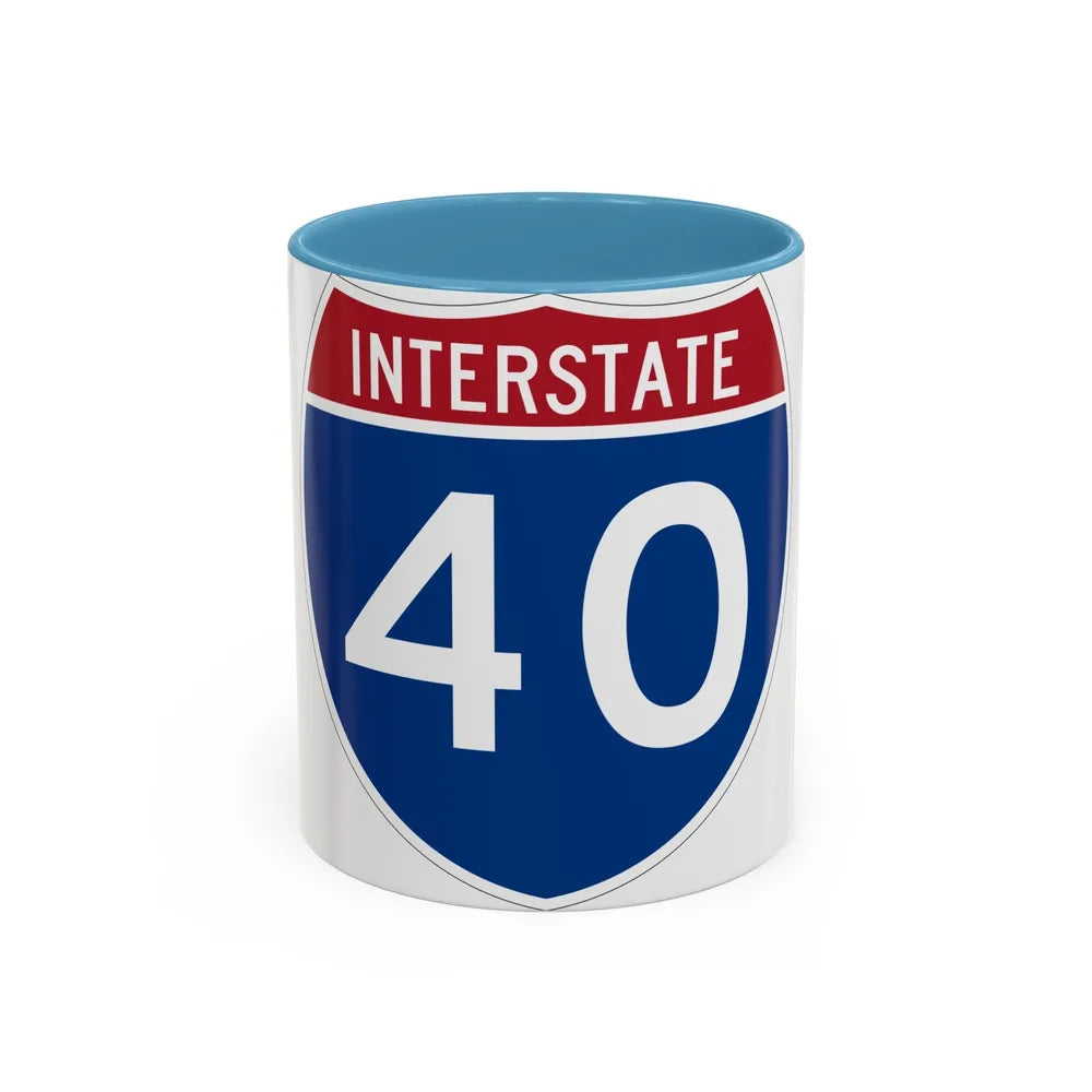 Interstate 40 (U.S. Highways) Accent Coffee Mug-11oz-Light Blue-Go Mug Yourself