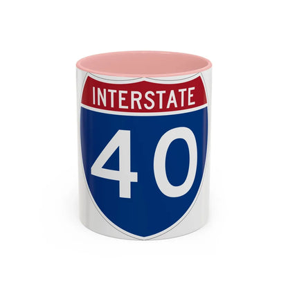 Interstate 40 (U.S. Highways) Accent Coffee Mug-11oz-Pink-Go Mug Yourself