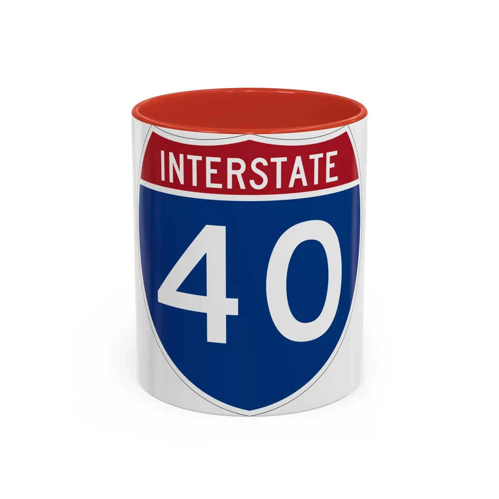 Interstate 40 (U.S. Highways) Accent Coffee Mug-11oz-Red-Go Mug Yourself