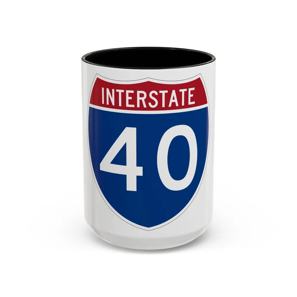 Interstate 40 (U.S. Highways) Accent Coffee Mug-15oz-Black-Go Mug Yourself