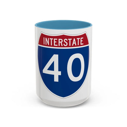 Interstate 40 (U.S. Highways) Accent Coffee Mug-15oz-Light Blue-Go Mug Yourself