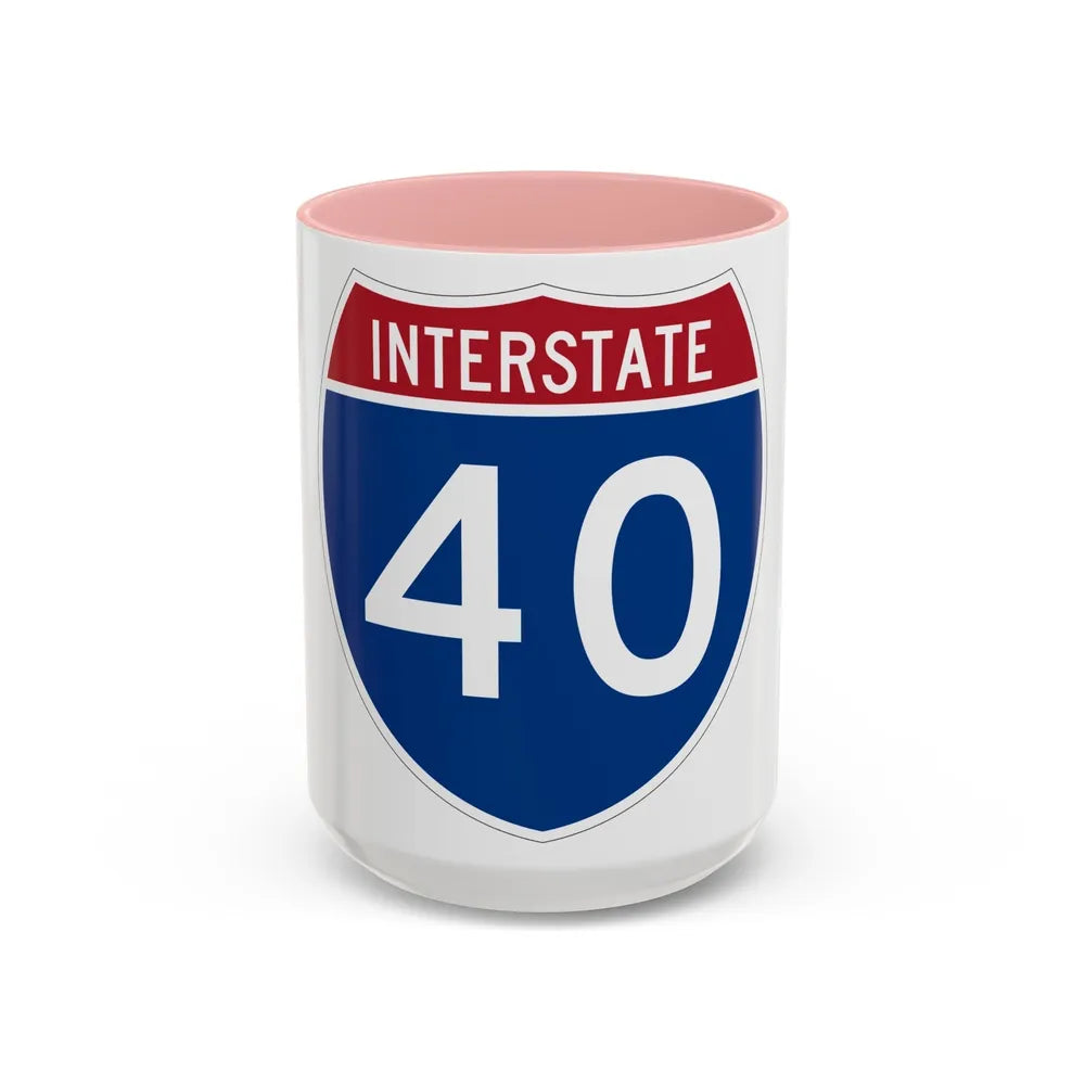 Interstate 40 (U.S. Highways) Accent Coffee Mug-15oz-Pink-Go Mug Yourself